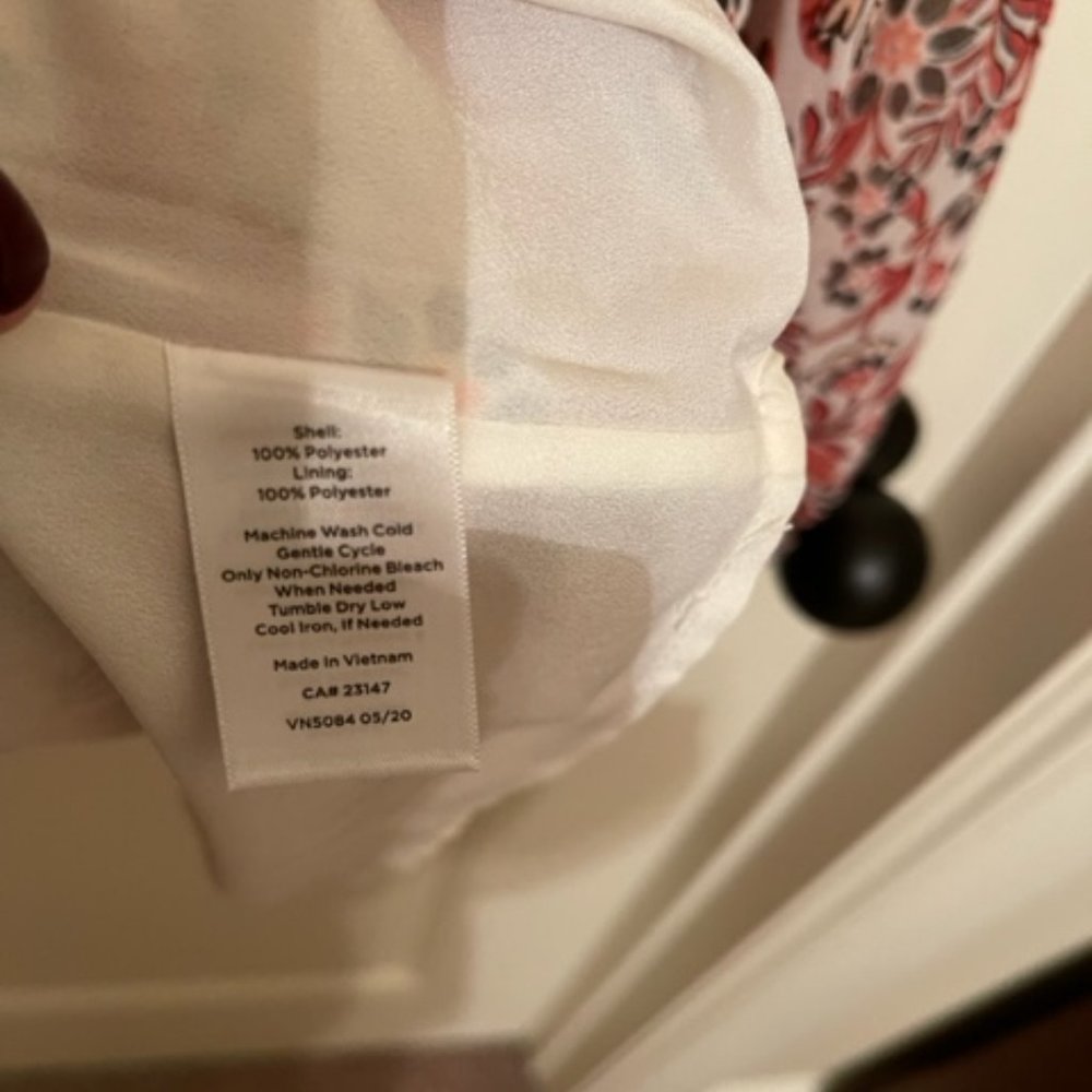 Talbots Coral and Cream Floral Peasant Blouse - Picture 4 of 5